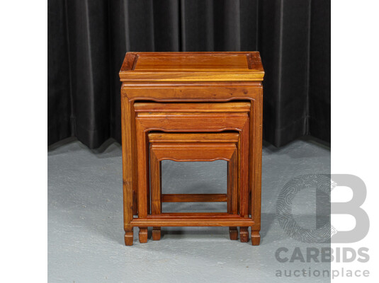 Chinese Rosewood Nest of Three Side Tables