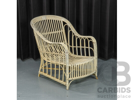 Vintage Painted Split Cane Patio Chair