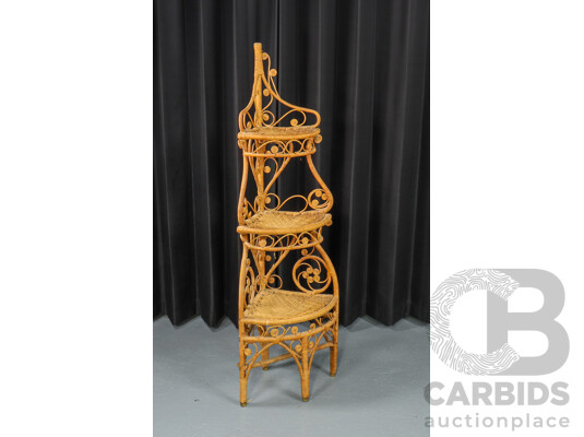 Ornate Cane Three Tier Corner What Not