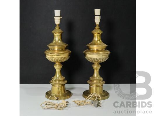 Pair of Brass Trophy Table Lamps