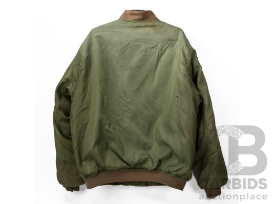Vintage Canberra Aero Club Olive Green MA-1 Style Bomber Jacket