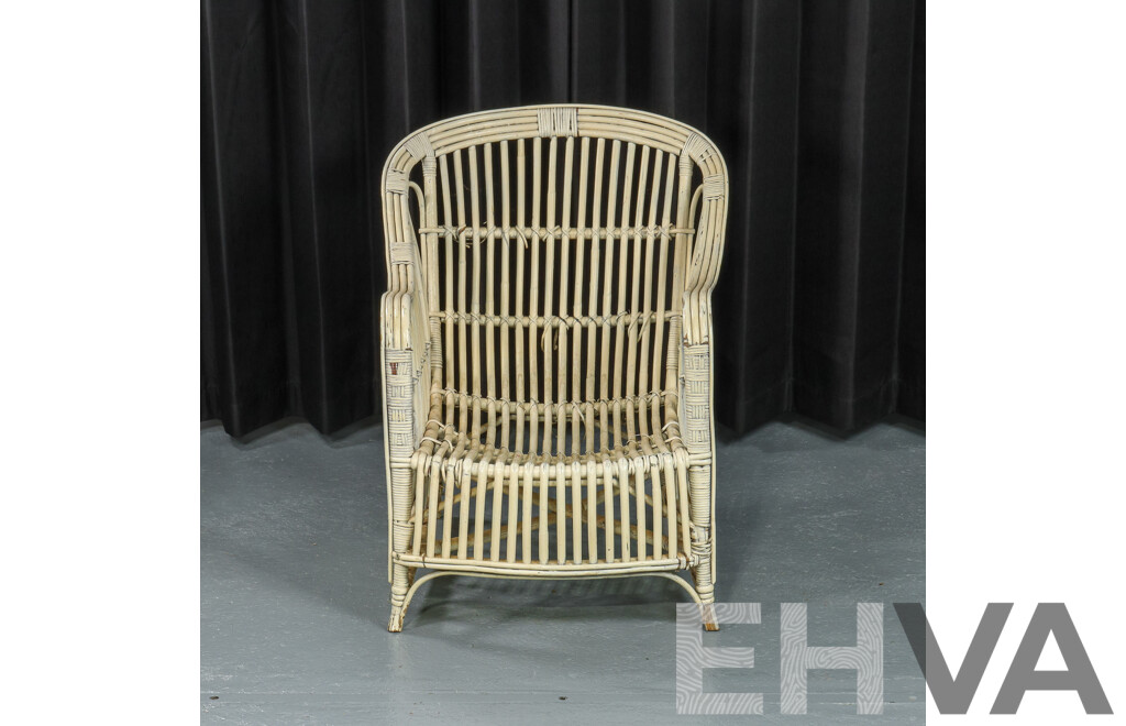 Vintage Painted Split Cane Patio Chair