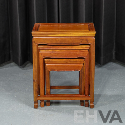 Chinese Rosewood Nest of Three Side Tables