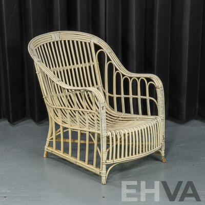 Vintage Painted Split Cane Patio Chair