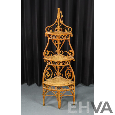 Ornate Cane Three Tier Corner What Not