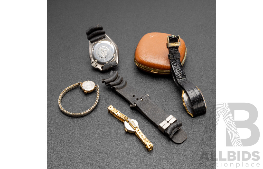 Collection of Vintage Watches & Table Clock - Lot of 5