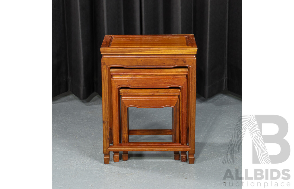Chinese Rosewood Nest of Three Side Tables