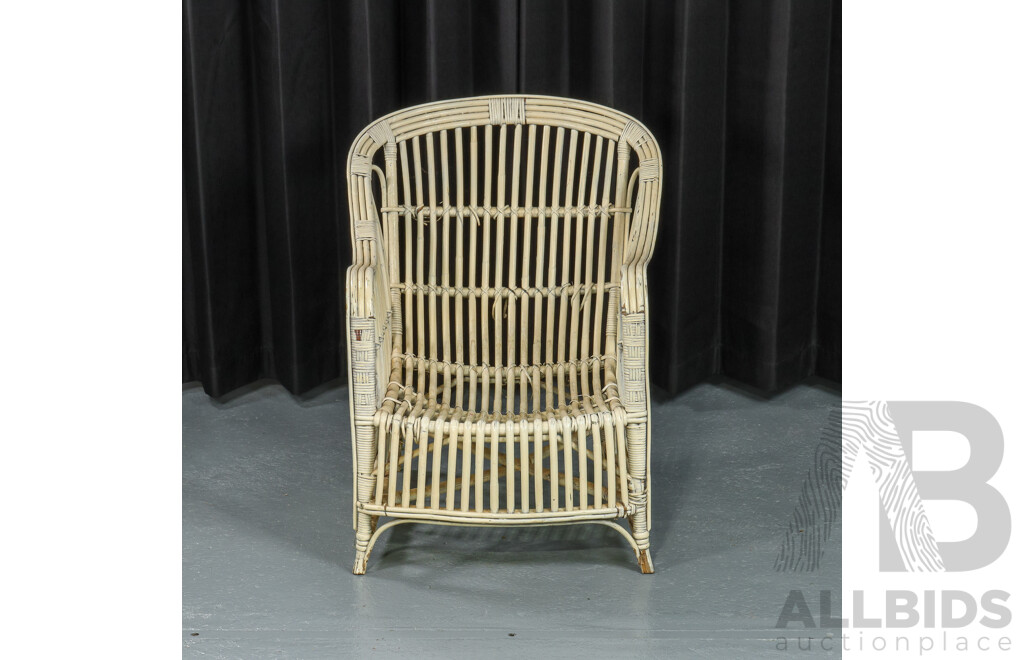 Vintage Painted Split Cane Patio Chair
