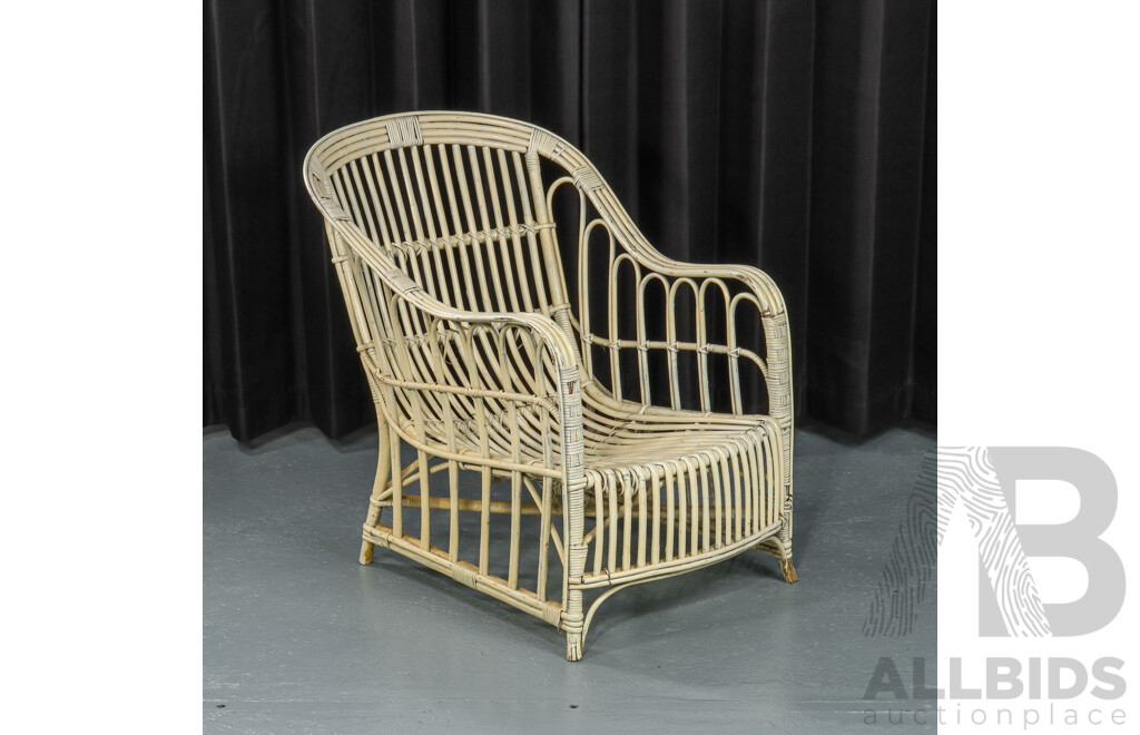 Vintage Painted Split Cane Patio Chair