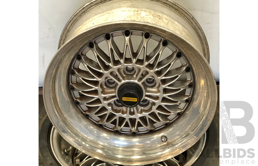 Simmons V5 16 Inch Three Piece Five Stud Alloy Wheels - Set of Four with Two Bridgestone Grid II Tyres