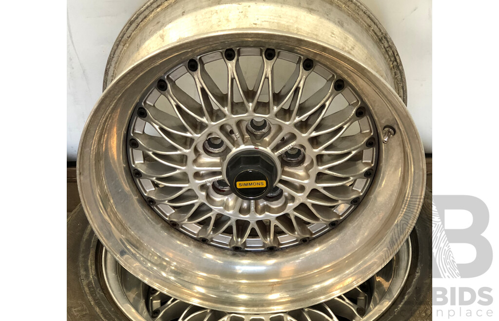 Simmons V5 16 Inch Three Piece Five Stud Alloy Wheels - Set of Four with Two Bridgestone Grid II Tyres
