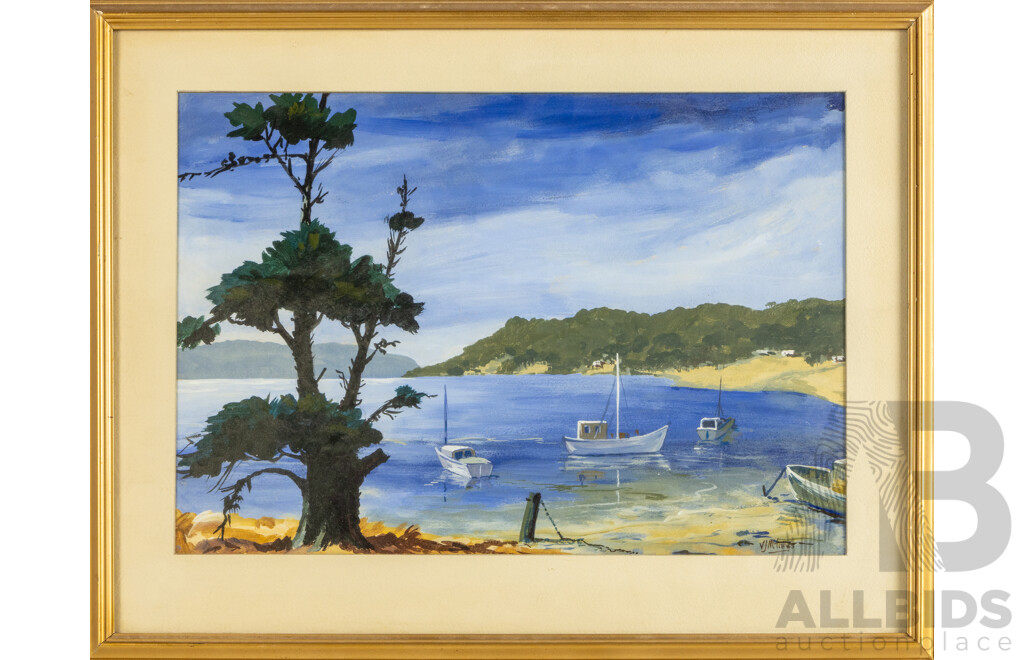Vivian J. McInnes, (20th Century, Australian), St. Helens, Tasmania, Original Vintage Watercolour and Gouache, 43H x 55W cm (frame)