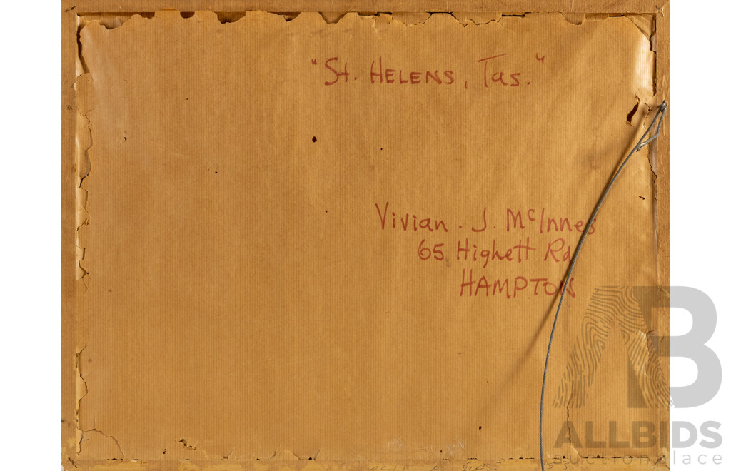 Vivian J. McInnes, (20th Century, Australian), St. Helens, Tasmania, Original Vintage Watercolour and Gouache, 43H x 55W cm (frame)