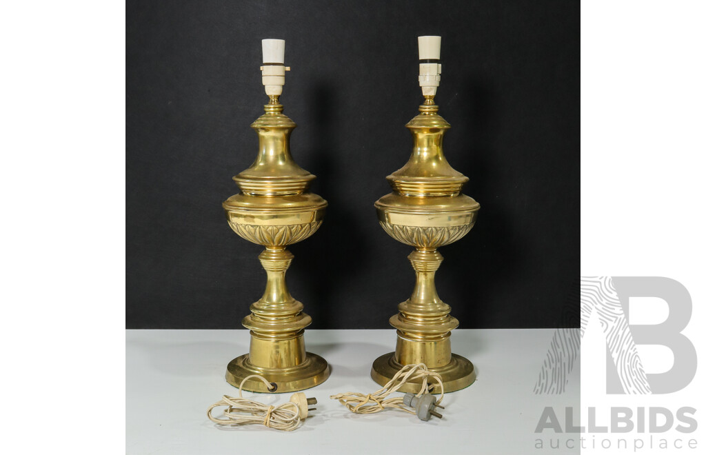 Pair of Brass Trophy Table Lamps