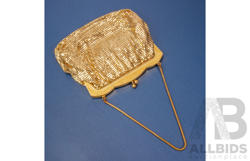 Vintage Gold Tone Mesh Oroton Evening Clutch Purse