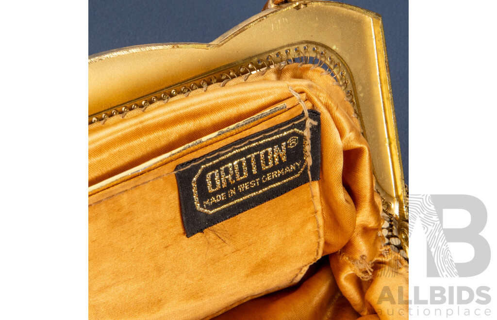Vintage Gold Tone Mesh Oroton Evening Clutch Purse
