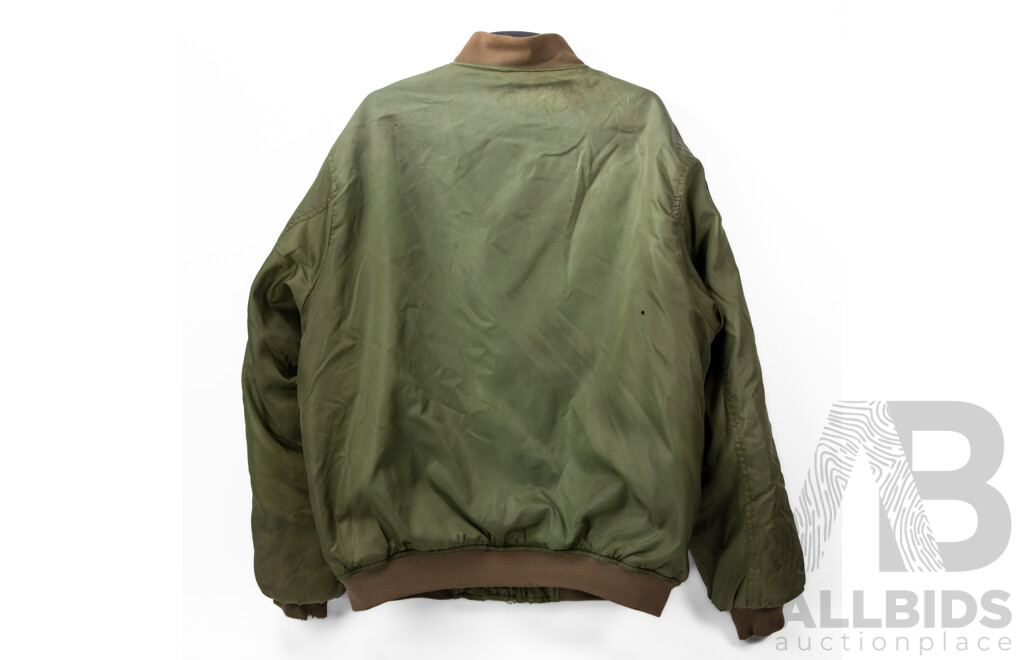 Vintage Canberra Aero Club Olive Green MA-1 Style Bomber Jacket