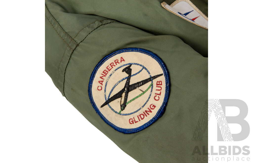 Vintage Canberra Aero Club Olive Green MA-1 Style Bomber Jacket