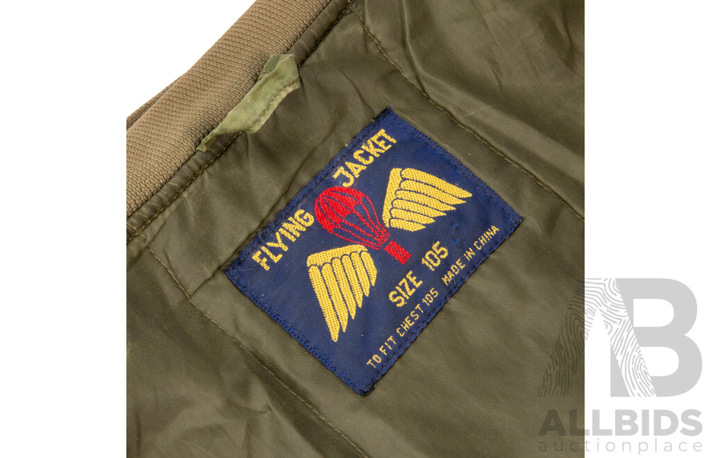 Vintage Canberra Aero Club Olive Green MA-1 Style Bomber Jacket