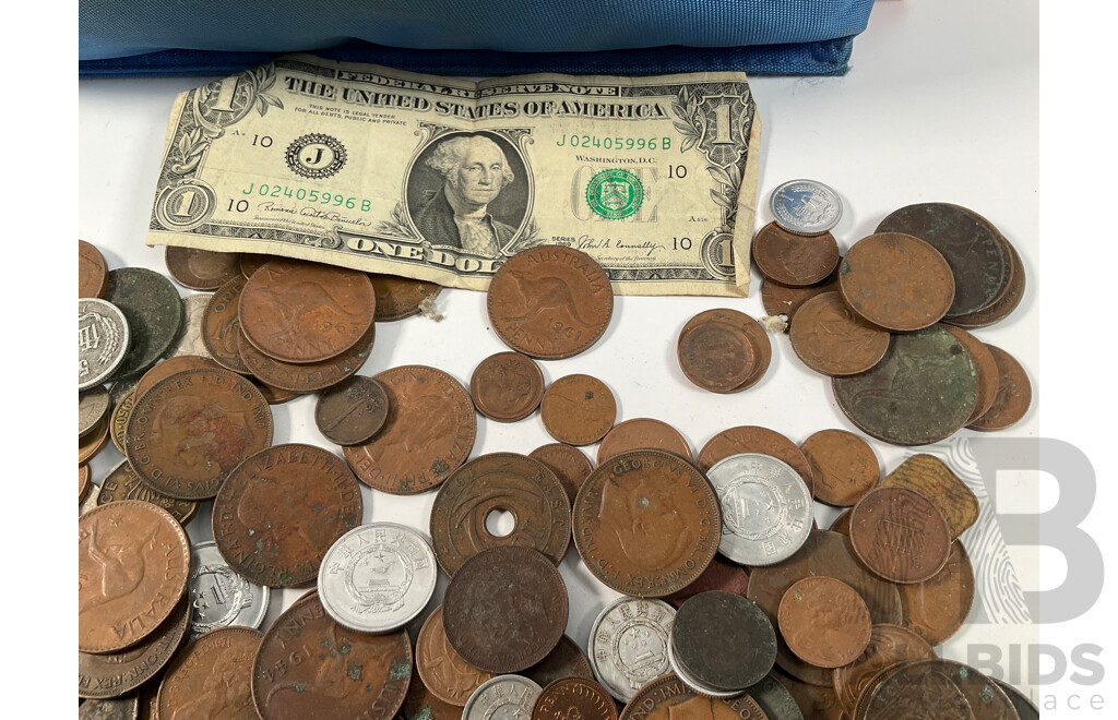 Collection of Australian and Great Britain Pennies, Assortment of International Coins - Approximately 1.7 Kilograms