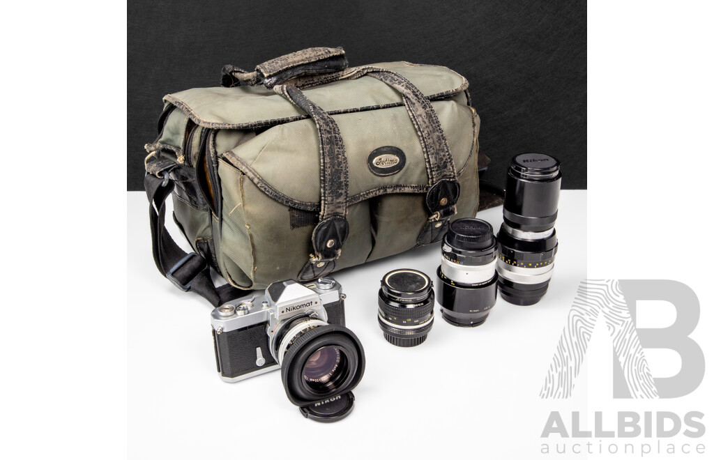 Nikomat FT 35mm Film Camera Kit with Four Nikkor Lenses, Fotima Bag and Accessories