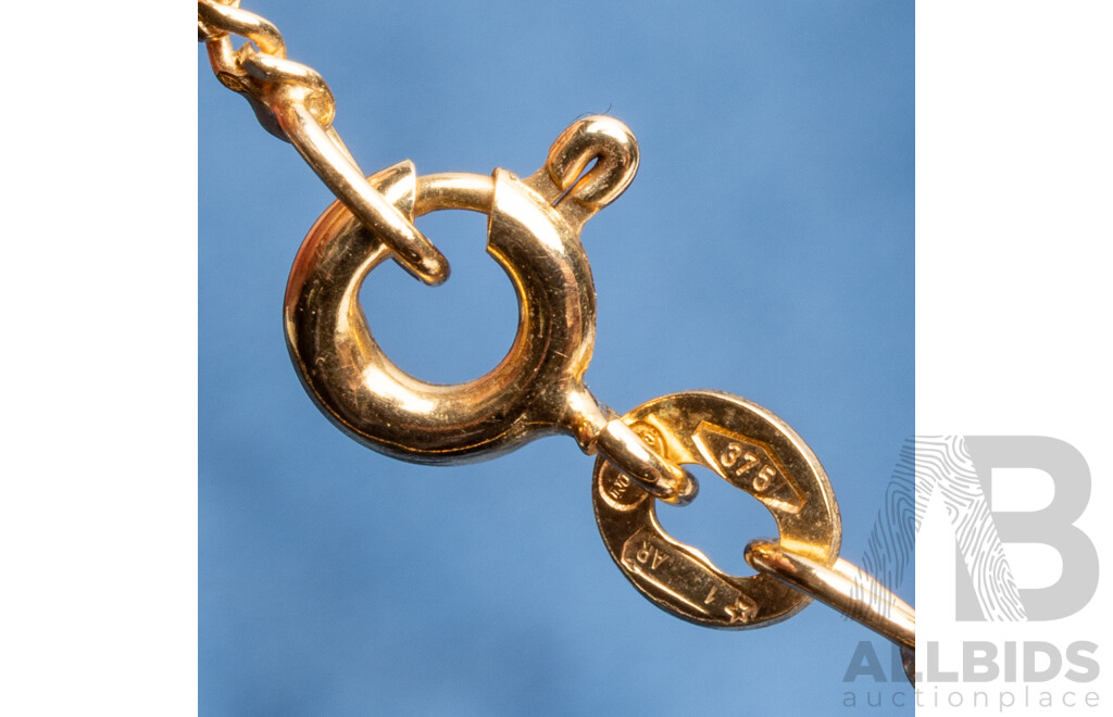 9ct Yellow Gold Pearl Brooch & Fine Necklace - 5.26gms