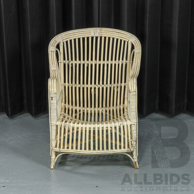 Vintage Painted Split Cane Patio Chair