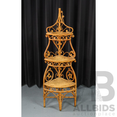 Ornate Cane Three Tier Corner What Not