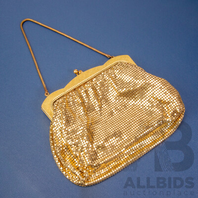 Vintage Gold Tone Mesh Oroton Evening Clutch Purse