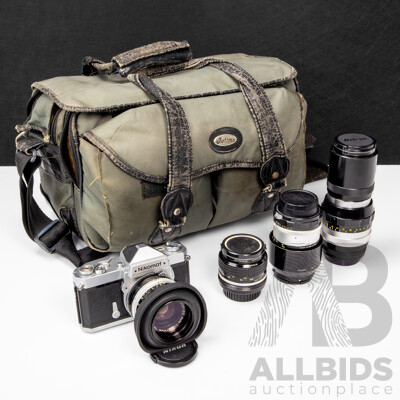 Nikomat FT 35mm Film Camera Kit with Four Nikkor Lenses, Fotima Bag and Accessories