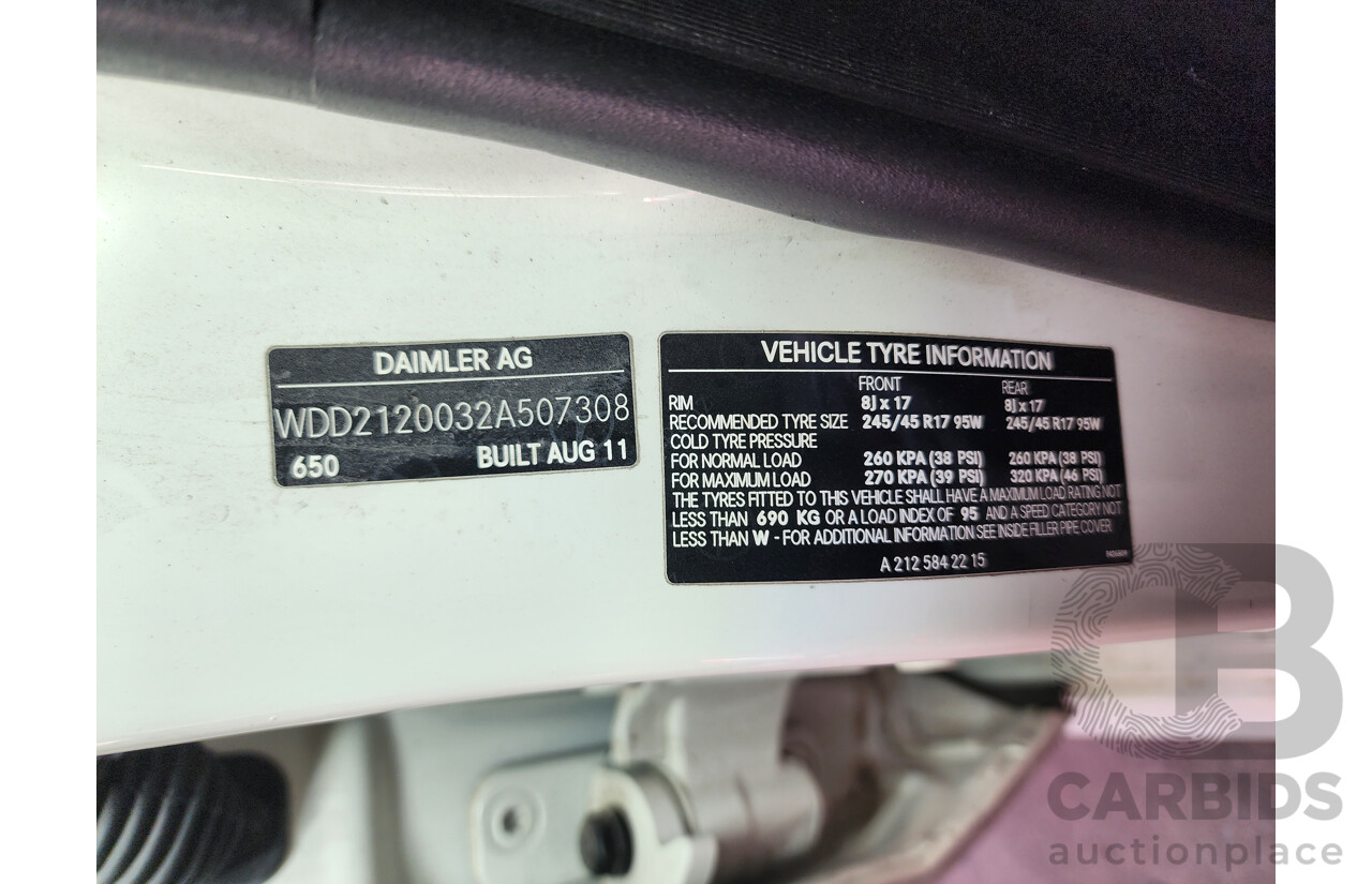 09/2011 Mercedes-Benz E250 CDI 212 MY11 4d Sedan White 2.1L