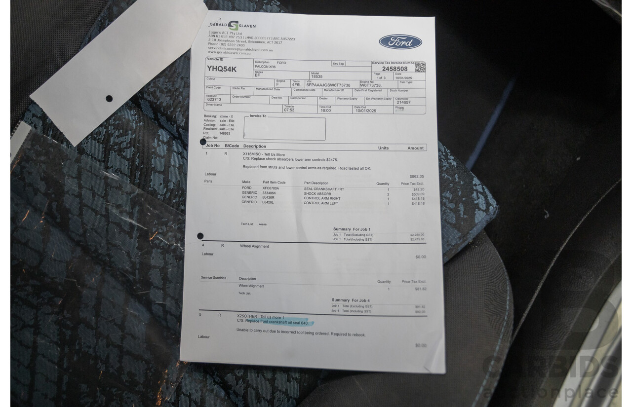 4/2006 Ford Falcon XR6 BF 4d Sedan Shockwave Mica Blue V6 4.0L