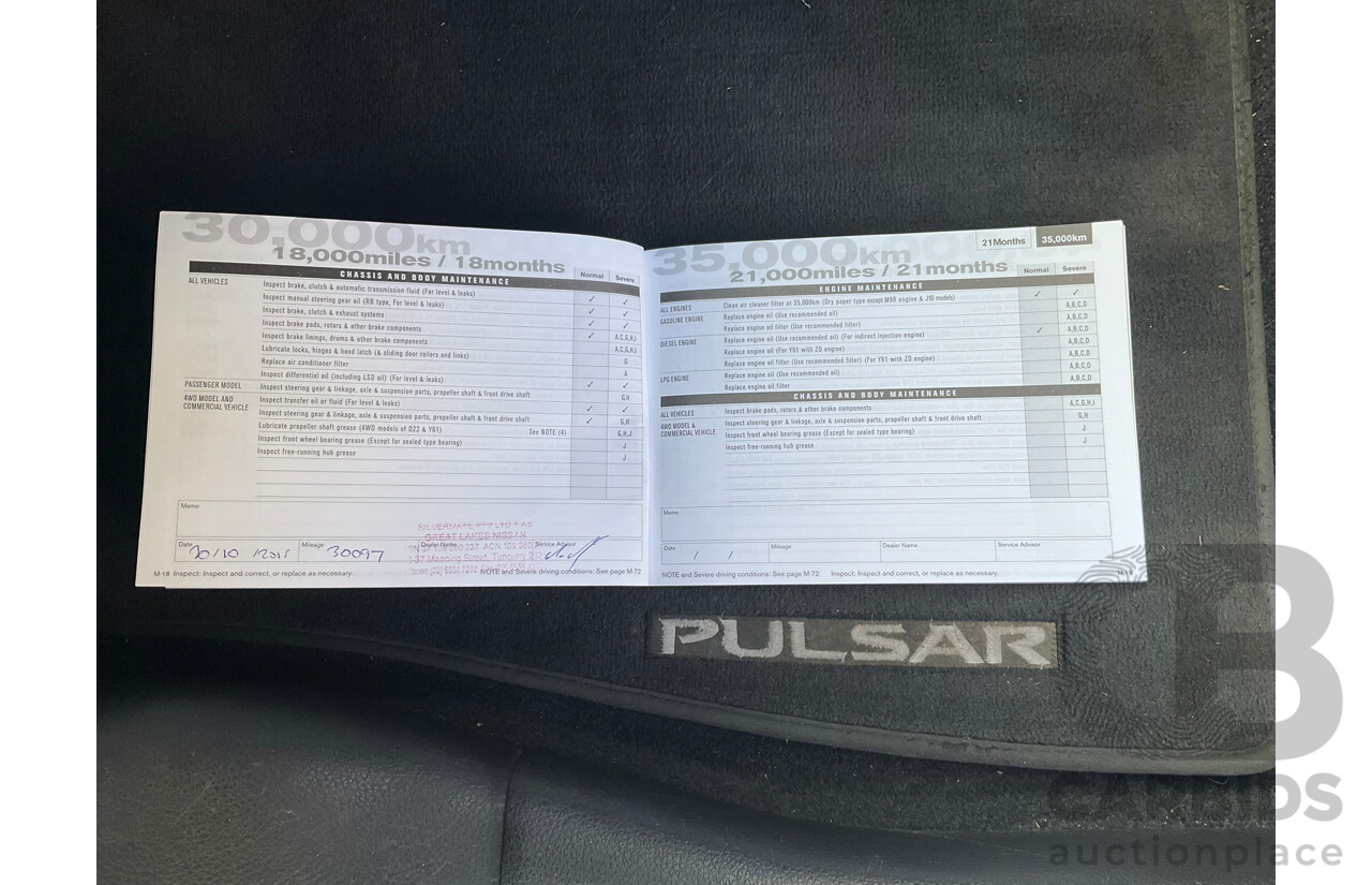 06/2013 Nissan Pulsar ST-L B17 4D Sedan White 1.8L