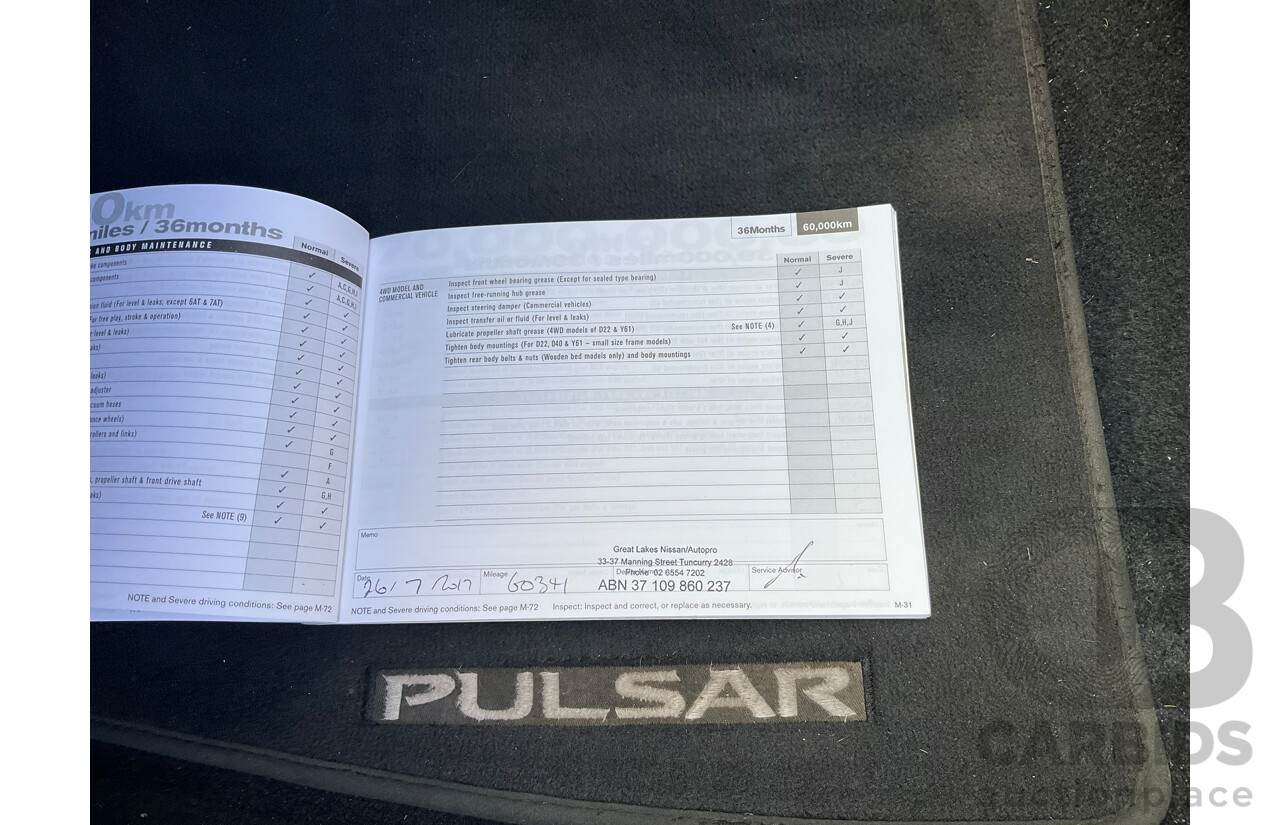 06/2013 Nissan Pulsar ST-L B17 4D Sedan White 1.8L