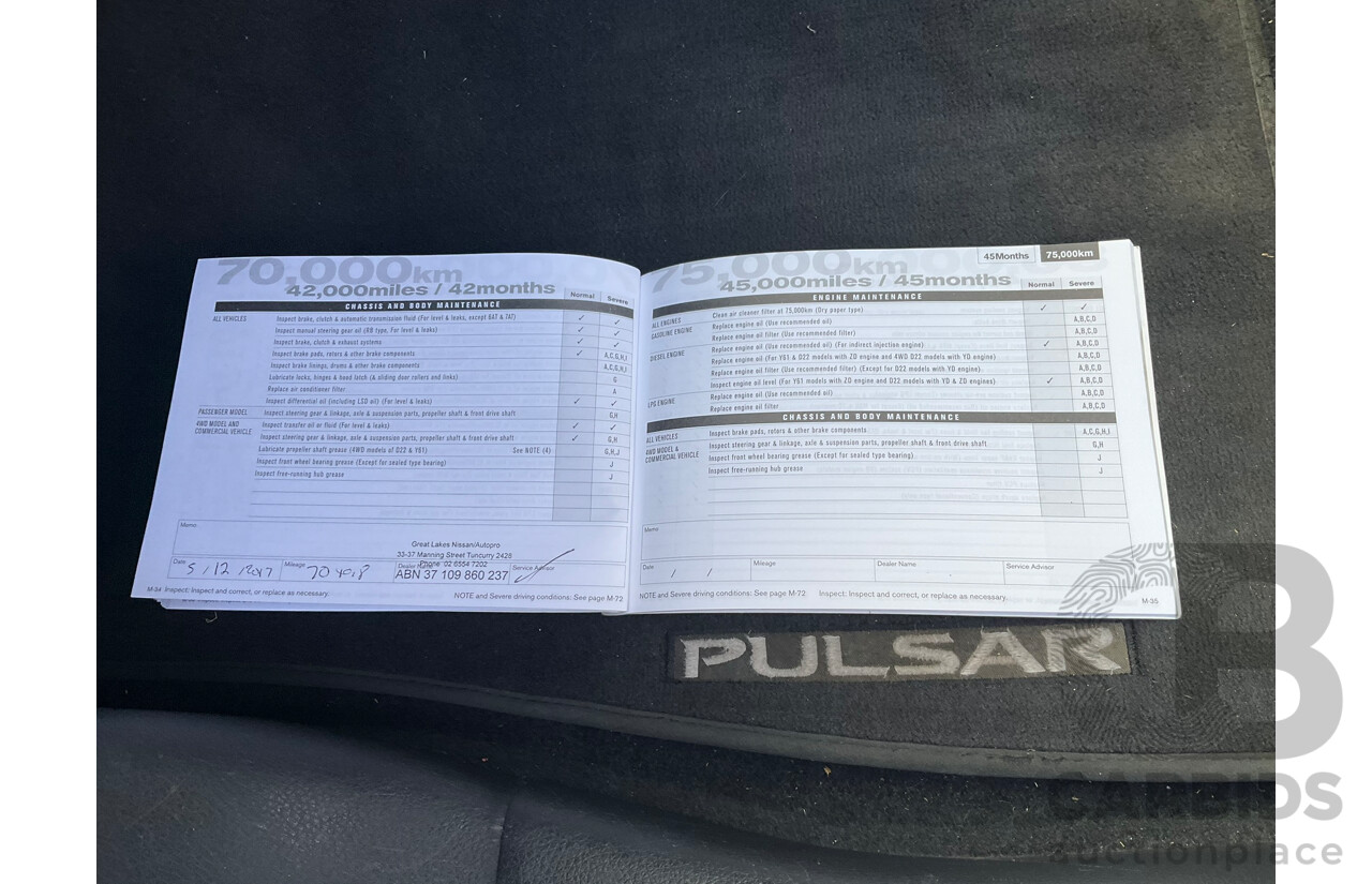 06/2013 Nissan Pulsar ST-L B17 4D Sedan White 1.8L
