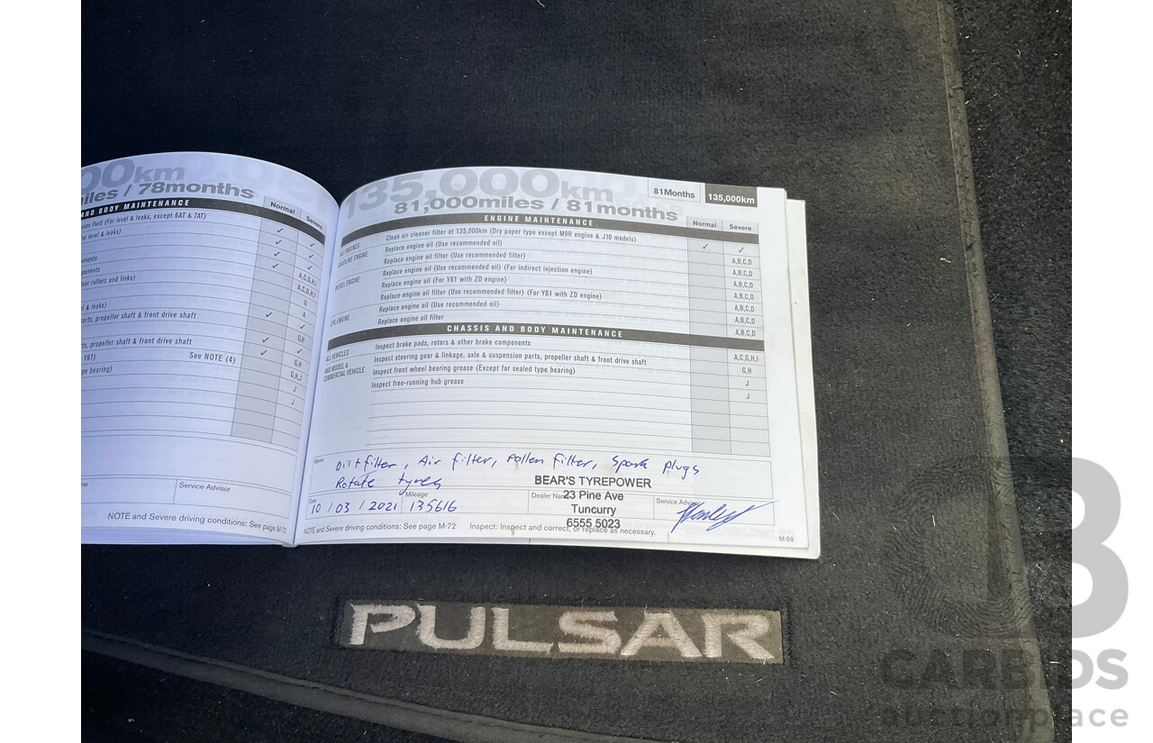 06/2013 Nissan Pulsar ST-L B17 4D Sedan White 1.8L
