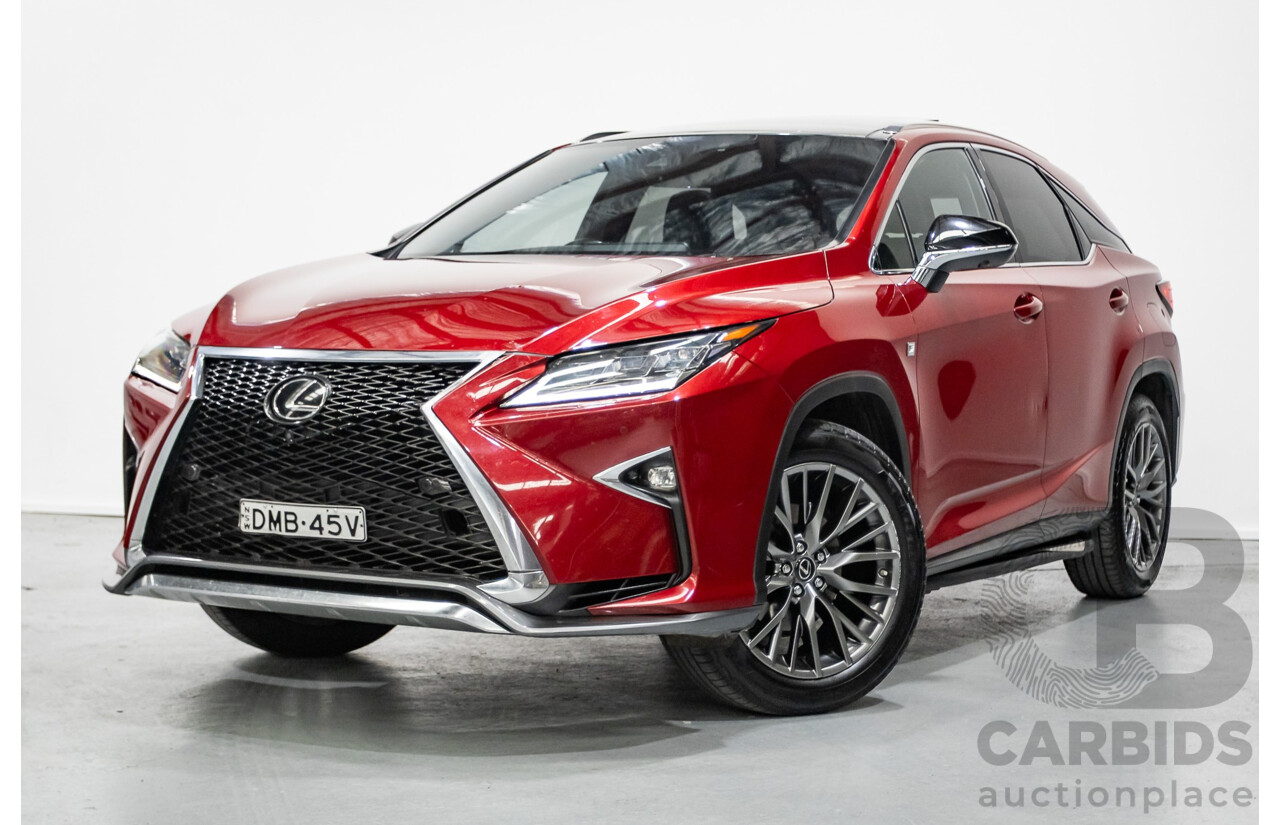 11/2015 Lexus RX350 F Sport (AWD) GGL25R 4d Wagon Matador Red Mica V6 3.5L