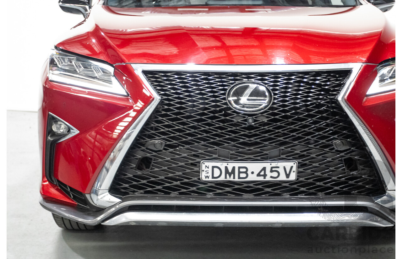 11/2015 Lexus RX350 F Sport (AWD) GGL25R 4d Wagon Matador Red Mica V6 3.5L