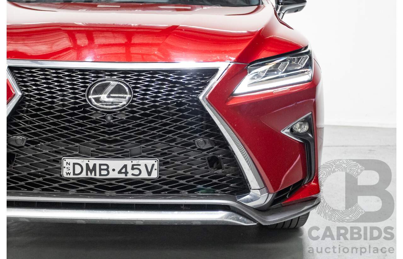 11/2015 Lexus RX350 F Sport (AWD) GGL25R 4d Wagon Matador Red Mica V6 3.5L