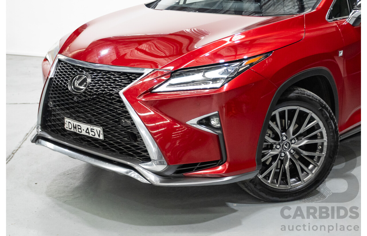11/2015 Lexus RX350 F Sport (AWD) GGL25R 4d Wagon Matador Red Mica V6 3.5L