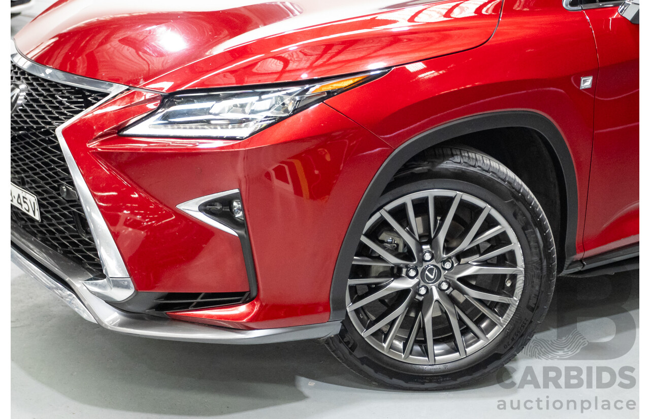 11/2015 Lexus RX350 F Sport (AWD) GGL25R 4d Wagon Matador Red Mica V6 3.5L
