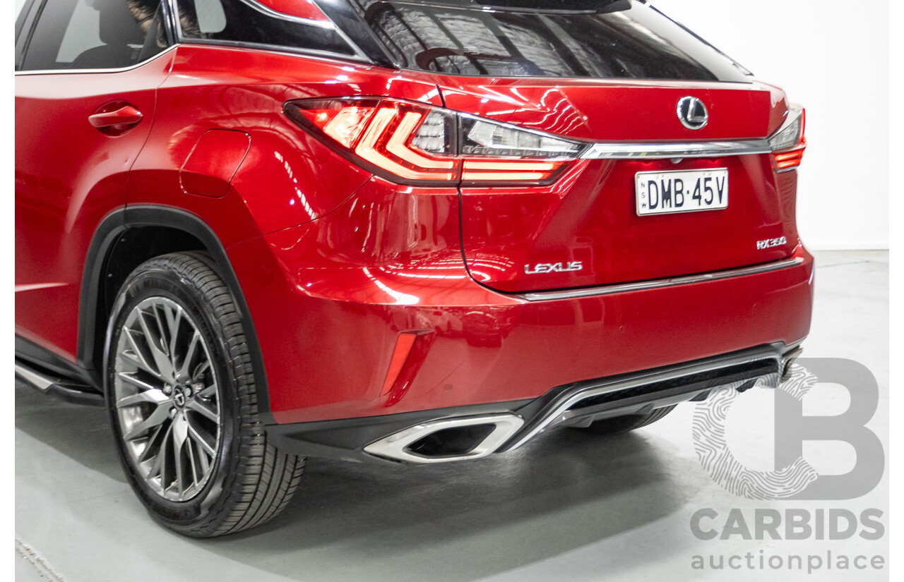 11/2015 Lexus RX350 F Sport (AWD) GGL25R 4d Wagon Matador Red Mica V6 3.5L