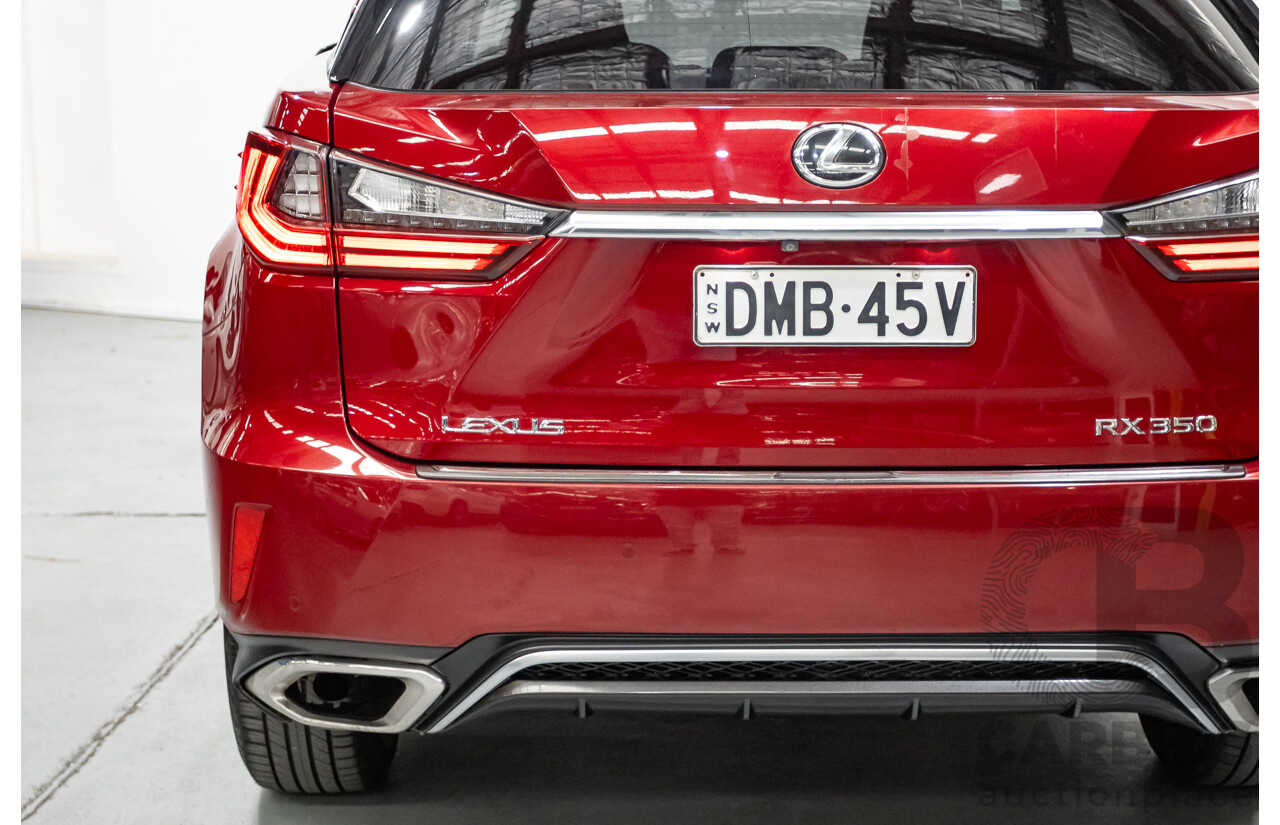 11/2015 Lexus RX350 F Sport (AWD) GGL25R 4d Wagon Matador Red Mica V6 3.5L