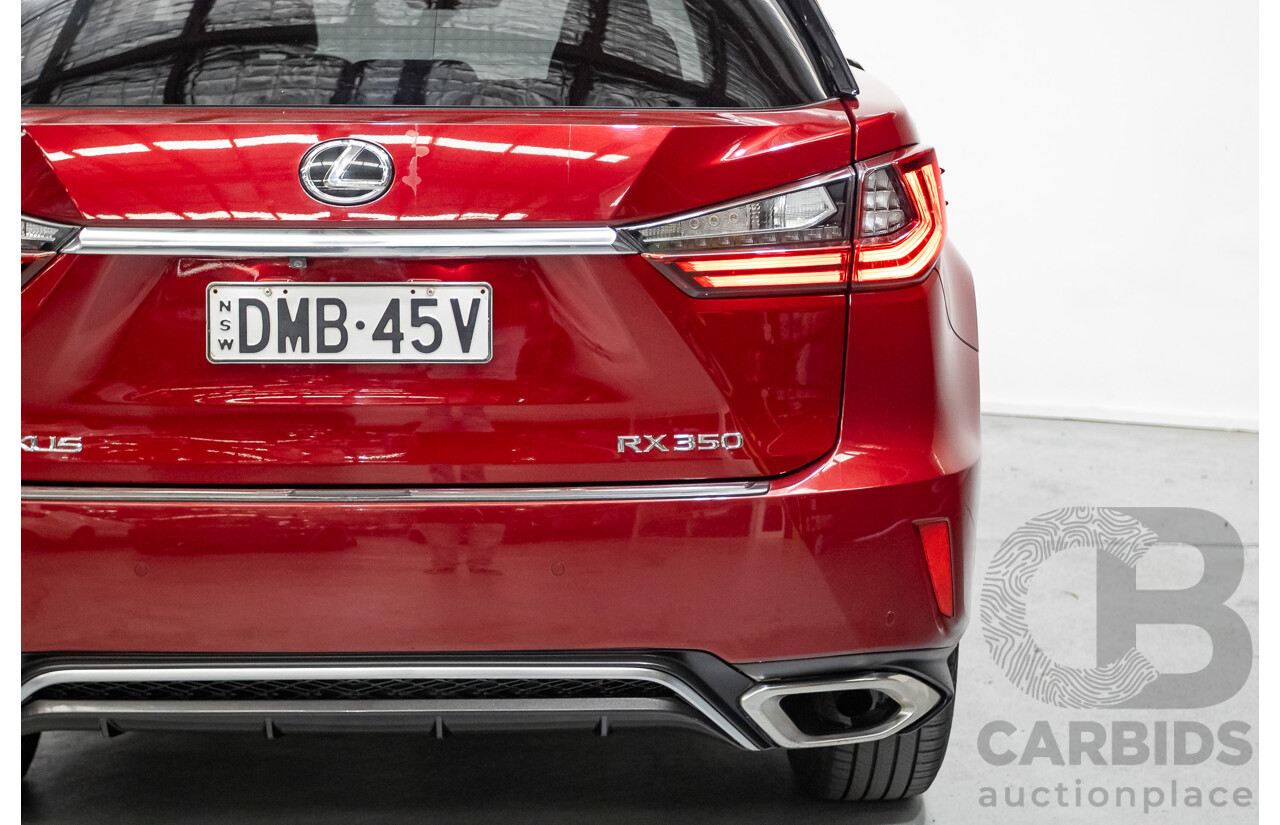 11/2015 Lexus RX350 F Sport (AWD) GGL25R 4d Wagon Matador Red Mica V6 3.5L