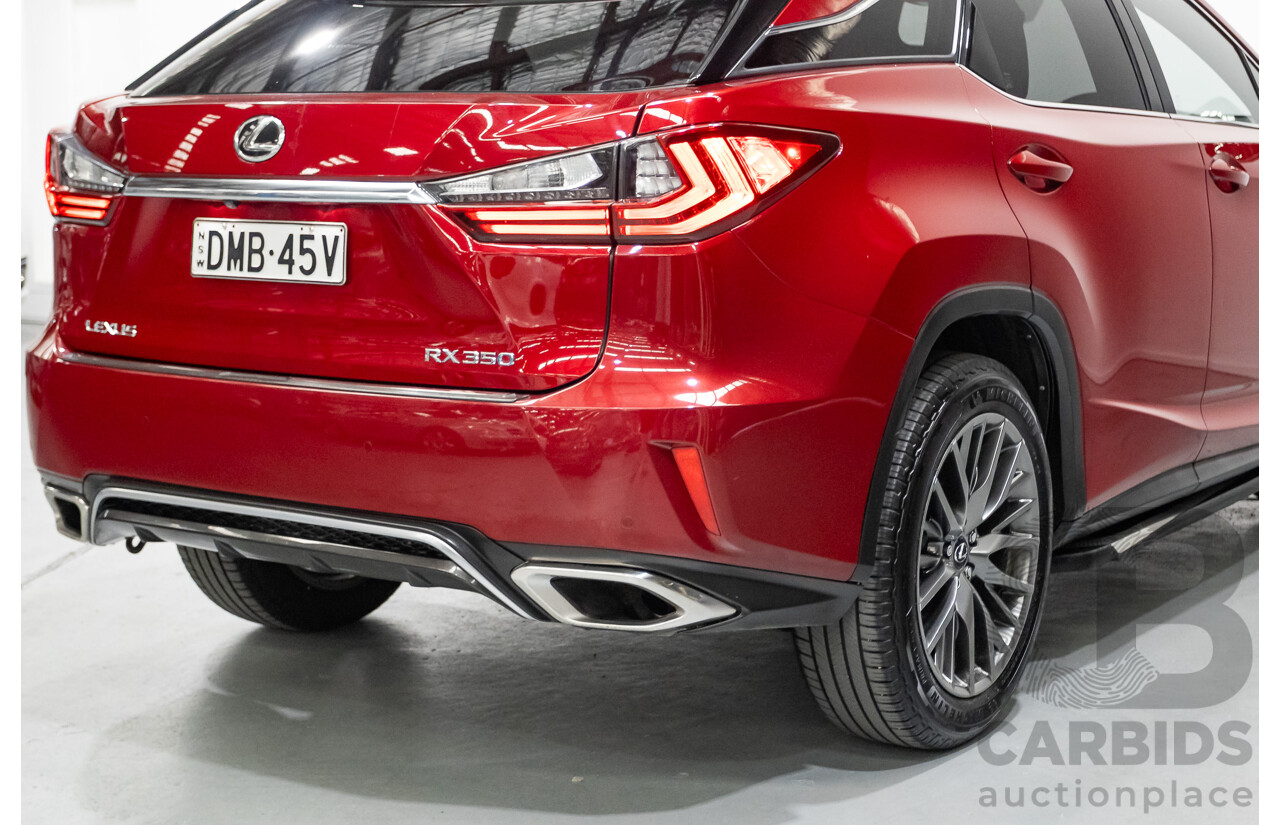11/2015 Lexus RX350 F Sport (AWD) GGL25R 4d Wagon Matador Red Mica V6 3.5L