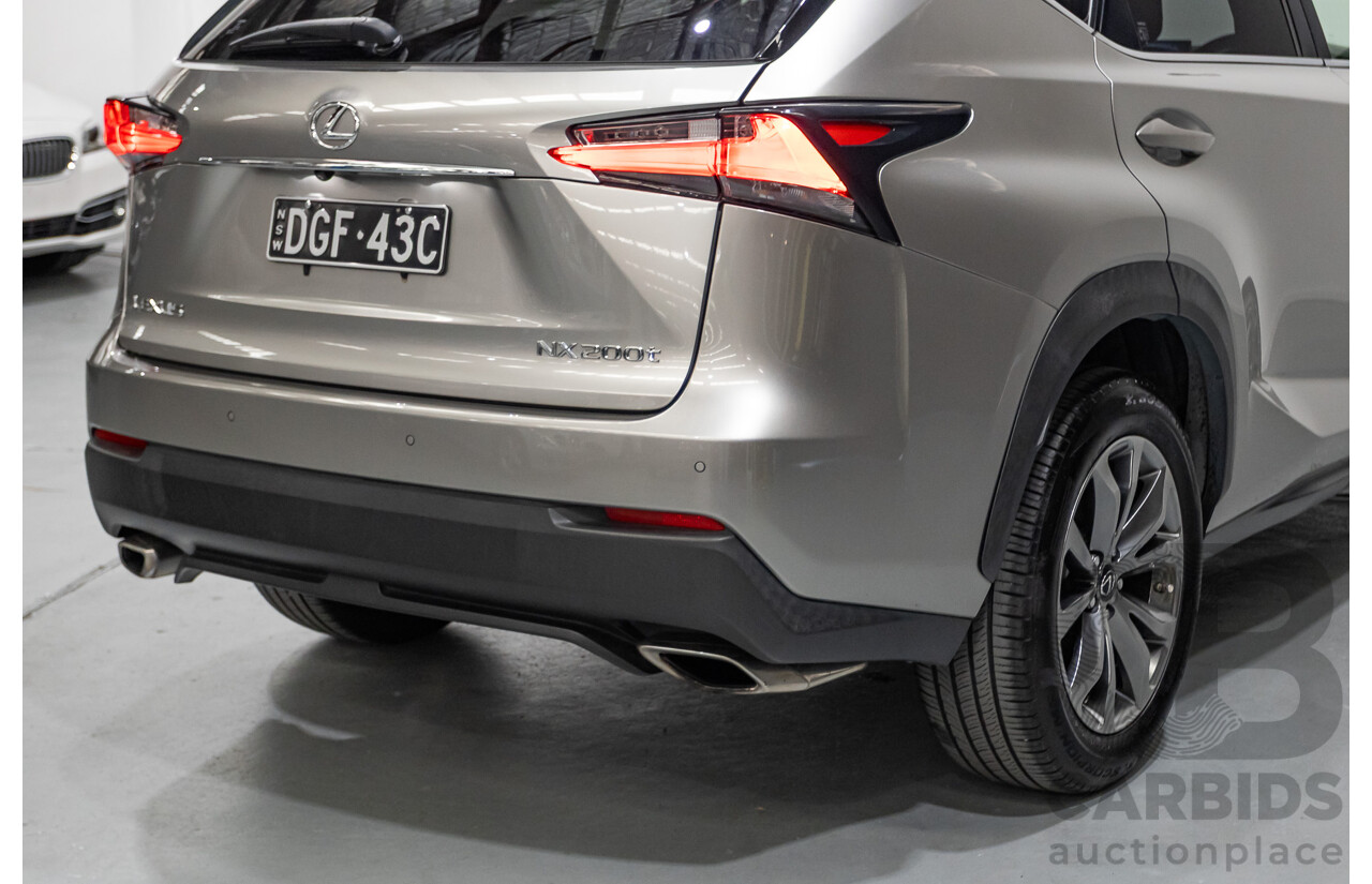 08/2016 Lexus NX 200t F Sport (AWD) AGZ15R 4D Wagon Sonic Titanium Metallic Turbo 2.0L