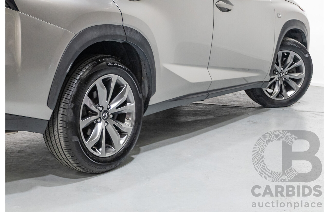 08/2016 Lexus NX 200t F Sport (AWD) AGZ15R 4D Wagon Sonic Titanium Metallic Turbo 2.0L