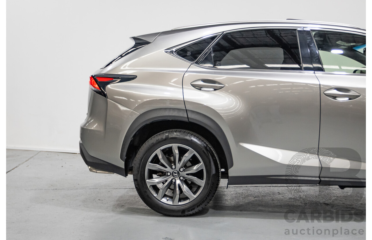 08/2016 Lexus NX 200t F Sport (AWD) AGZ15R 4D Wagon Sonic Titanium Metallic Turbo 2.0L