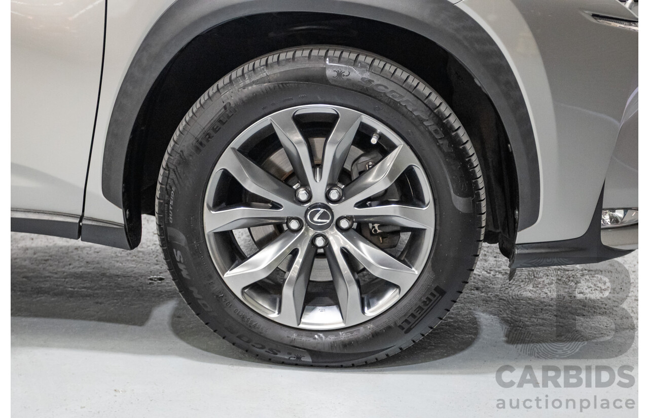 08/2016 Lexus NX 200t F Sport (AWD) AGZ15R 4D Wagon Sonic Titanium Metallic Turbo 2.0L