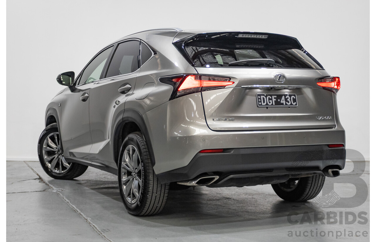 08/2016 Lexus NX 200t F Sport (AWD) AGZ15R 4D Wagon Sonic Titanium Metallic Turbo 2.0L